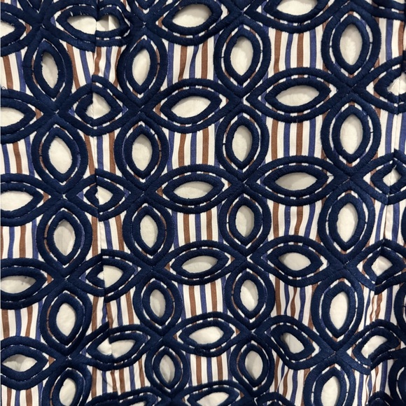 Alexis Navy and White Asymmetrical Dress with Embroidery - Picture 2 of 9